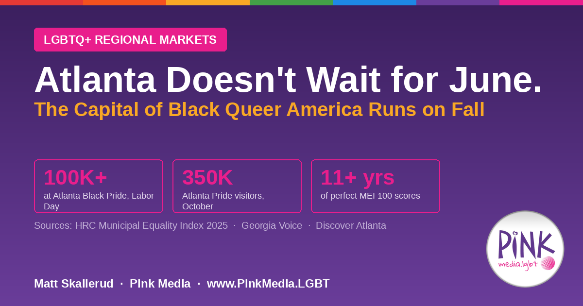 Atlanta Doesn't Wait for June — The Capital of Black Queer America Runs on Fall | Pink Media LGBTQ+ Regional Market Guide