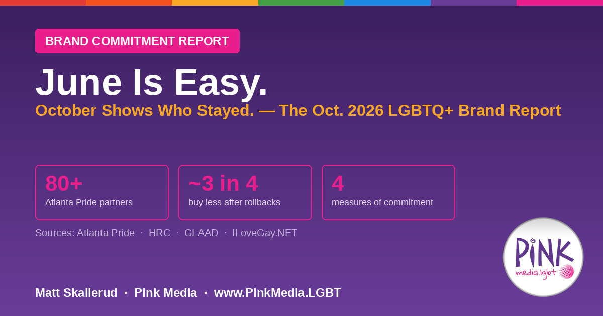June Is Easy. October Shows Who Stayed. — The October 2026 LGBTQ+ Brand Commitment Report | Pink Media