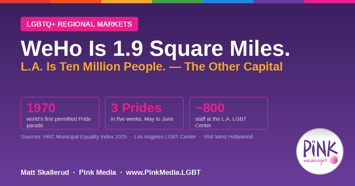 WeHo Is 1.9 Square Miles. L.A. Is Ten Million People. — Marketing to the Other Capital of Queer America | Pink Media LGBTQ+ Regional Market Guide