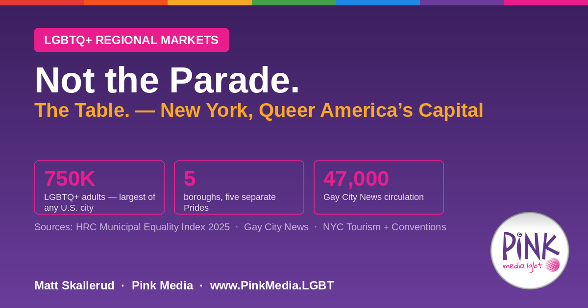 New York Doesn't Need You at the Parade. It Needs You at the Table. — Marketing to the Capital of Queer America | Pink Media LGBTQ+ Regional Market Guide